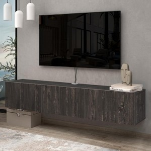 HomeStock Modern Floating TV Stand Wall Mount for Large TVs 65-80 Inch, Black - 1 of 4