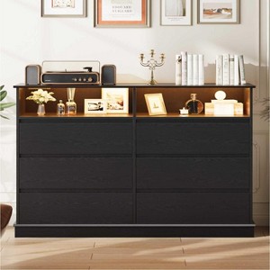 White Dresser for Bedroom, 6 Drawer Dresser with LED Lights and Charging Station, for Living Room, Hallway - 1 of 4