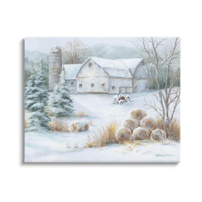 Stupell Industries Niveous Country Barn Snow Scene Canvas Wall Art