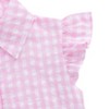 Girls Tie Front Knot Tops with Ruffle Sleeve Plaid Tops Tie Front Blouse Short Sleeve Button Down Shirts for Toddler Girls - 4 of 4