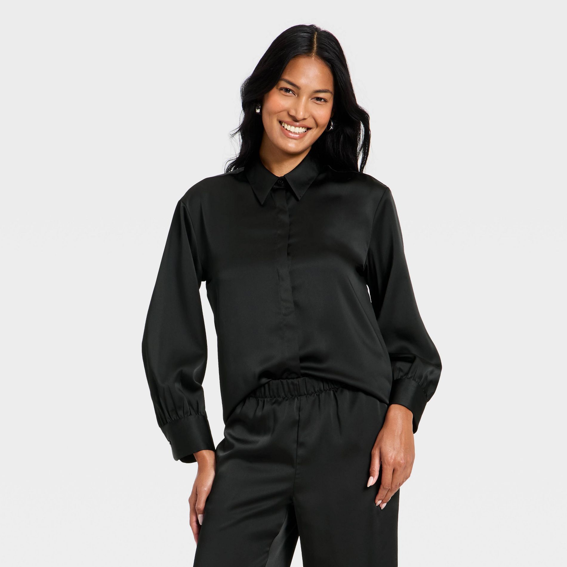 Women's Long Sleeve Satin Top - A New Day™