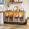 Sideboard Buffet Storage Cabinet, Wood Accent Kitchen Coffee Bar Cabinet with 4 Doors and Adjustable Shelves - 2 of 4