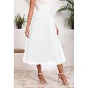 Women's 2-Layer Tulle Midi Skirt - Tiered A-Line Long Skirt with Elastic Waist for Winter White - 3 of 4