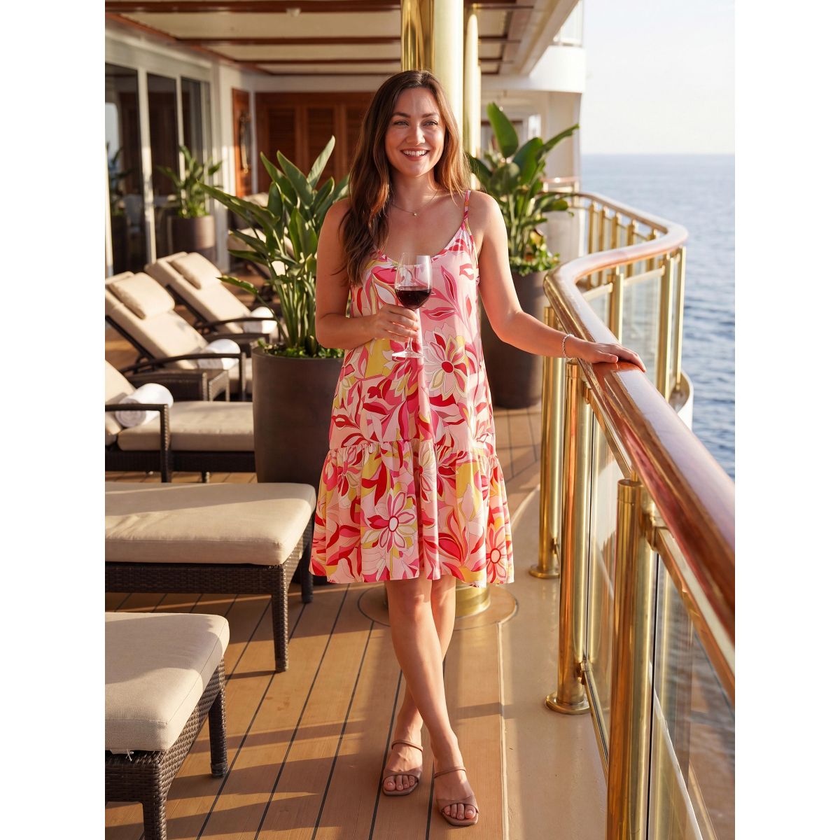 Womens Essential Floral Print Scoop Neck Spaghetti Strap Pocket A Line Mini Dress - 24seven Comfort Apparel™ - thumbnail 5