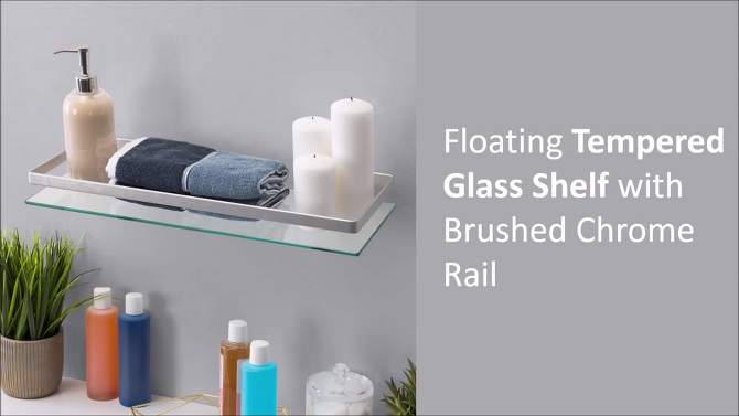 19.75&#34; Floating Glass Bathroom Wall Shelf Chrome - Danya B., 2 of 8, play video
