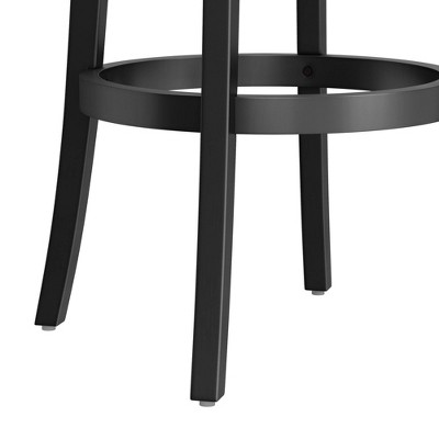 Classic Black Wood Swivel Barstool with Slate Gray Upholstery
