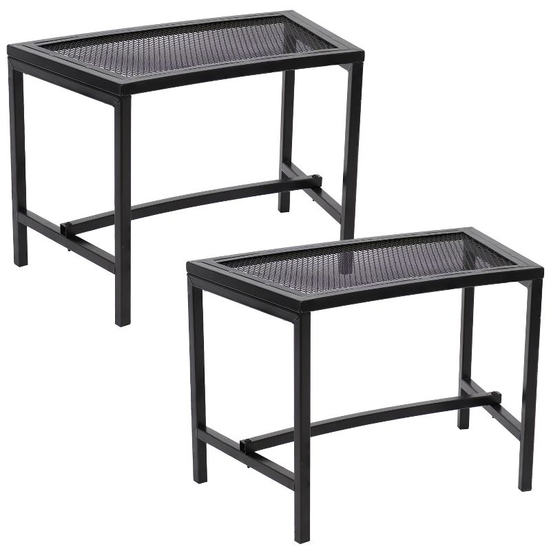 Sunnydaze Outdoor Lightweight and Portable Metal Patio Side End Table or Backless Bench Seat with Mesh Top - 23", 1 of 13