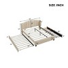 Queen Size Upholstered Platform Bed with Wingback Headboard, Linen Upholstery, Trundle and Drawers, No Box Spring Required-Maison Boucle - 3 of 4