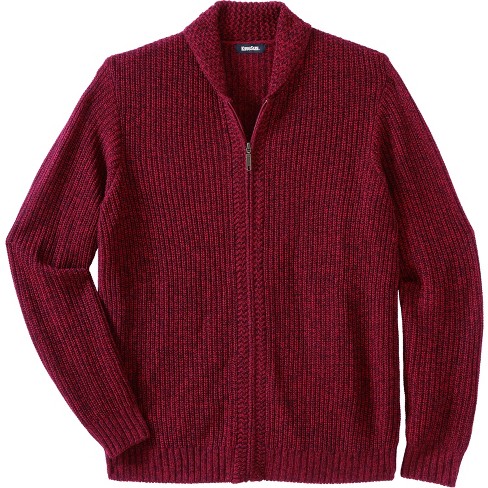 Kingsize Men's Big & Tall Shaker Knit Zip-front Cardigan - Tall - L, Rich  Burgundy Marl Red : Target