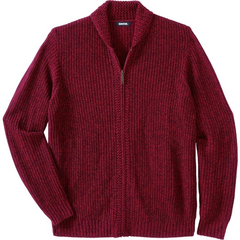 Kingsize Men's Big & Tall Shaker Knit Zip-front Cardigan - Big - 8xl, Rich Burgundy  Marl Red : Target