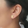 Adornia 14k Gold Plated Button Clover CZ Halo Stud Earrings - 2 of 4