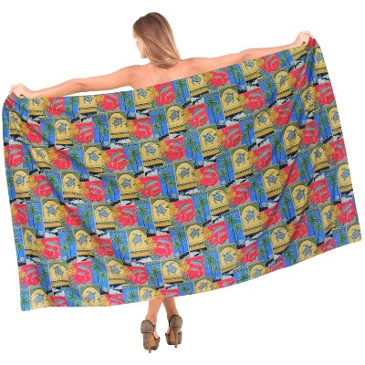 LA LEELA Women's Beachwear Summer Beach Bikini Wraps Sarong Wrap Skirt Swimsuit Swim Cover Ups for Swimwear Coverups Women One Size Red,Leaf