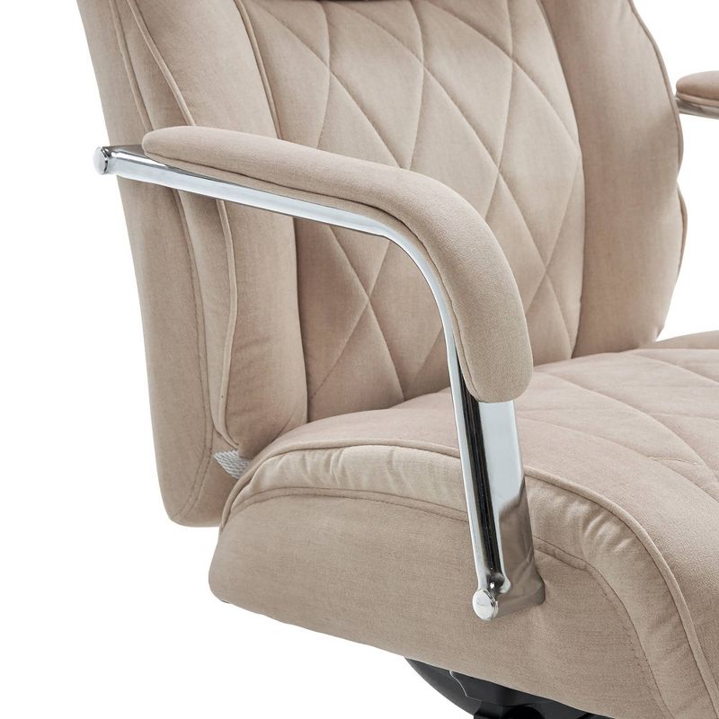Sutherland Quilted Fabric Office Chair with Padded Arms Cream - La-Z-Boy, 6 of 20