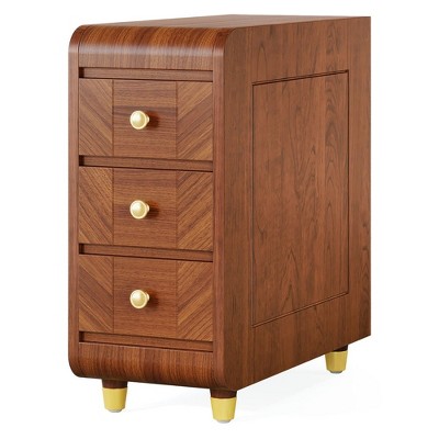 Resenkos Sofa Side End Table, End Table, Couch Table,3-Drawer End Table, Small Classic Sofa Side table Bedside Table,Brown