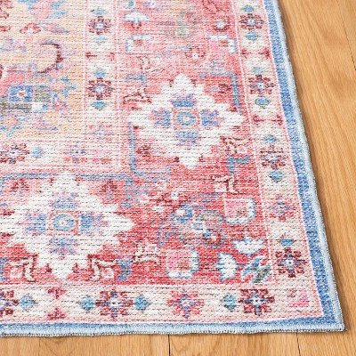 Serapi Blue and Rust 8' x 10' Washable Viscose Area Rug