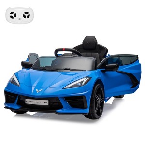 Ride on Sports Car 12V Battery Powered Car for Kids Licensed Corvette Toddles Electric Car Toy with Remote Control - 1 of 4