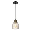 Globe Electric 1-Light Matte Black Pendant Light with Ribbed Glass Shade and Matte Brass Accent: ETL Listed, Adjustable Height, No Bulb Included - 2 of 4