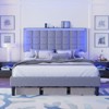 AMERLIFE Button Tufted Platform Bed Frame with LED Lights and Charging Station - 3 of 3