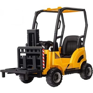 Remote-Control 12V Forklift Ride-On Truck w/ Lifting Fork, Pallet & Play Tent - Electric Car for Toddlers & Kids - 1 of 4
