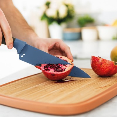 BergHOFF Leo 5.5" Stainless Steel Chef Knife with Herb Stripper, Blue