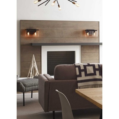 Antique Bronze 2-Light Bath & Vanity with Beveled Glass Shade