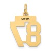 Black Bow Jewelry 14k Yellow Gold, Athletic Collection, Small Polished Number 87 Pendant - 3 of 4
