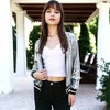 Anna-Kaci Women's Striped Long Sleeve Stripe Down Metallic Sequin Varsity Jacket - 2 of 4