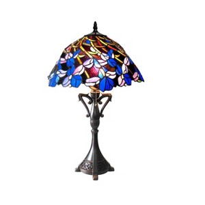 Chloe Lighting Natalie Tiffany-style 2 Light Iris Table Lamp 19" Shade - 1 of 2