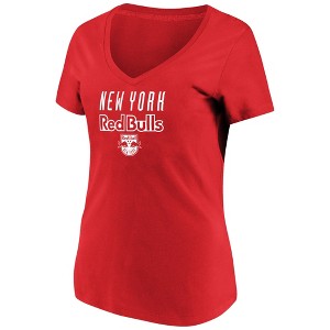 MLS New York Red Bulls Women's Short Sleeve V-Neck T-Shirt - S - 1 of 3
