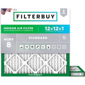Filterbuy 12x12x1 Air Filter (2-Pack), Pleated MERV 8 Dust Defense Replacement HVAC AC Furnace Filters (Actual Size: 11.75 x 11.75 x 0.75) - 1 of 4