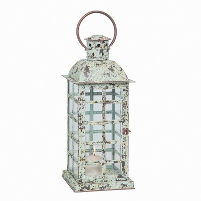 Transpac Metal 19" White Spring Rustic Patina Lantern