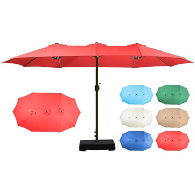 Aoodor 15 ft. Double Sided Patio Umbrella with Base Stand