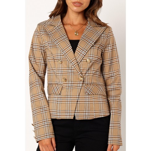 Tan plaid clearance blazer womens