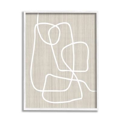 Stupell Industries Linen and Lines Abstract Framed Giclee Art