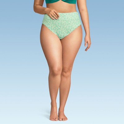 Lands' End Women's Tugless Scallop High Waisted Bikini Bottoms