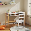 Qaba Kids Desk and Chair Set, Children Study Writing Table with Storage, Boy Girl Desk Set for Bedroom for Children Ages 3-12, White - 2 of 4