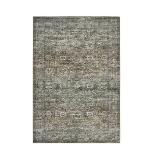 Vintage Distressed Floral Print Indoor Machine Washable Area Rug - 1 of 4