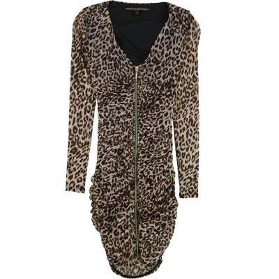 GUESS Womens Kinzie Mesh Ruched Bodycon Dress