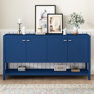 Rustic Console Table W/Storage, Farmhouse Wood Accent Tables W/4-Door Cabinet, Adjustable Shelves, Behind Couch Table For Living Room, Hallway - 1 of 4