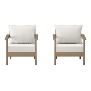 WestinTrends Avalon Outdoor Modern HDPE Patio Club Chairs with Deep Seat Cushions (Set of 2) - 1 of 4