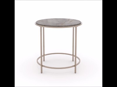 International Lux Wood And Metal Side Table Deco Stone - Sauder