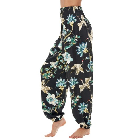 Adr Women's Lightweight Pajama Pants With Wide Elastic Waist, Boho Style  Joggers Cranes Floral Medium : Target