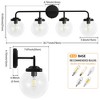 POWLIG 30.71-in 4-Light Matte Black Bathroom Light Fixtures Over Mirror Vanity Lighting with Clear Glass Globe Shades - 3 of 4