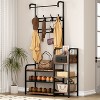 5-in-1 Hall Tree with Shoe Storage Bench, Entryway Coat Rack with Bench, Hallway Shoe Rack with 8 Hooks, Hanging Bar, Storage Shelves, and Drawer - 3 of 4