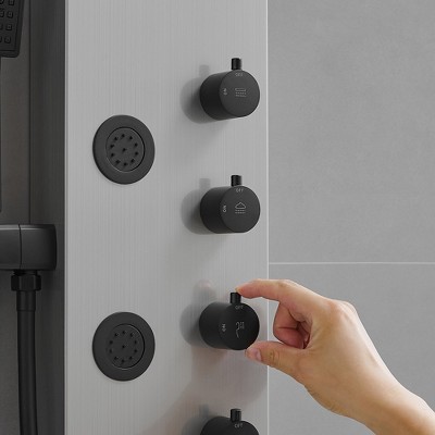 Black Nickel 5-Jet Rainfall Shower Panel System with Handheld Shower