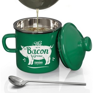 Mini Bacon Grease Container With Strainer, 15OZ Enamel Grease Saver for Kitchen Fat Storage - 1 of 4