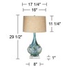 Possini Euro Design Kenya Modern Table Lamp with Square White Riser 29 1/2" Tall Blue Green Ceramic Beige Linen Drum Shade for Living Room House Home - 4 of 4