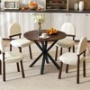 Tangkula 36" Round Farmhouse Dining Table for 4 w/Stable Intersecting Pedestal Base Brown - 3 of 4