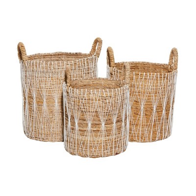 3pk Banana Leaf Storage Basket Brown - Olivia & May