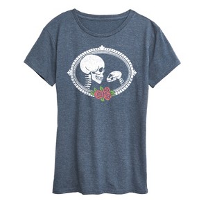 Women's - Instant Message - Human And Cat Skull Short Sleeve Graphic T-Shirt - 1 of 4